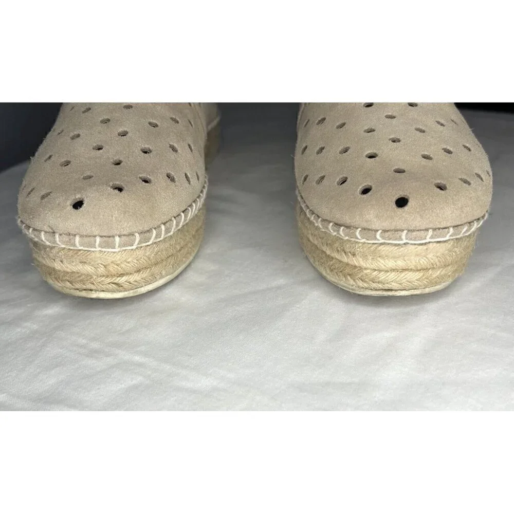 Steve Madden Suede Leather Espadrille Platform Shoes 8 Tan Cottagecore Boho Cute